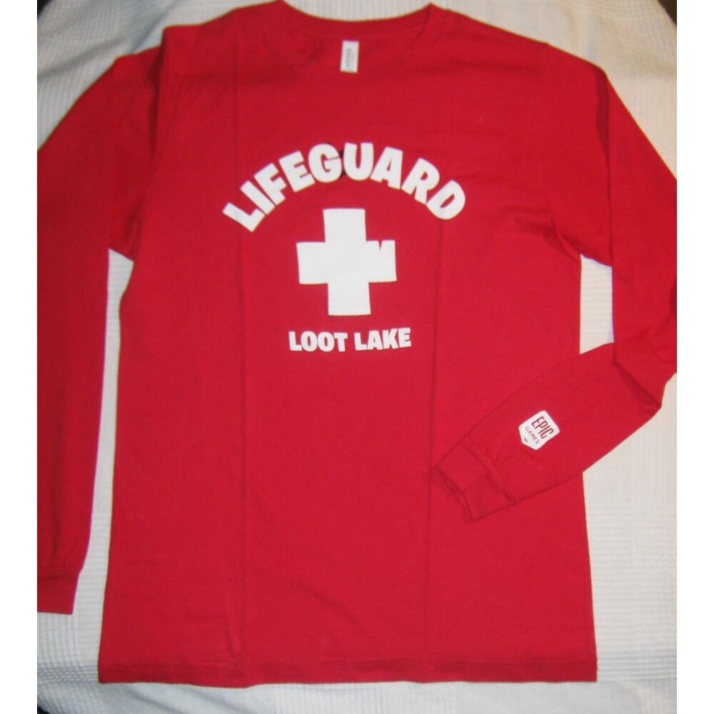 Fortnite Loot Lake Lifeguard Long Sleeve Gamers T Shirt Crew Neck Epic MEDIUM